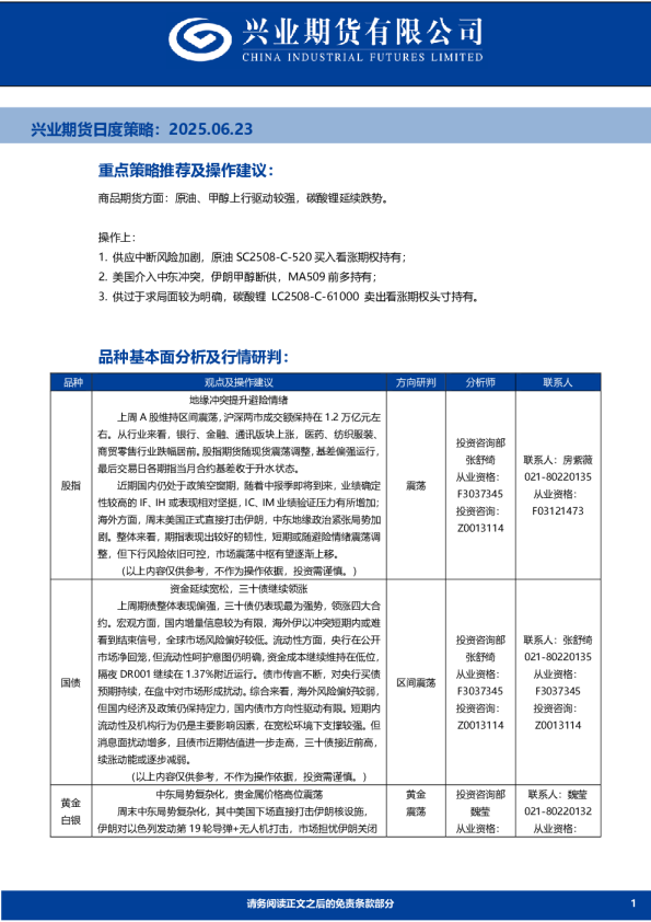 日度策略