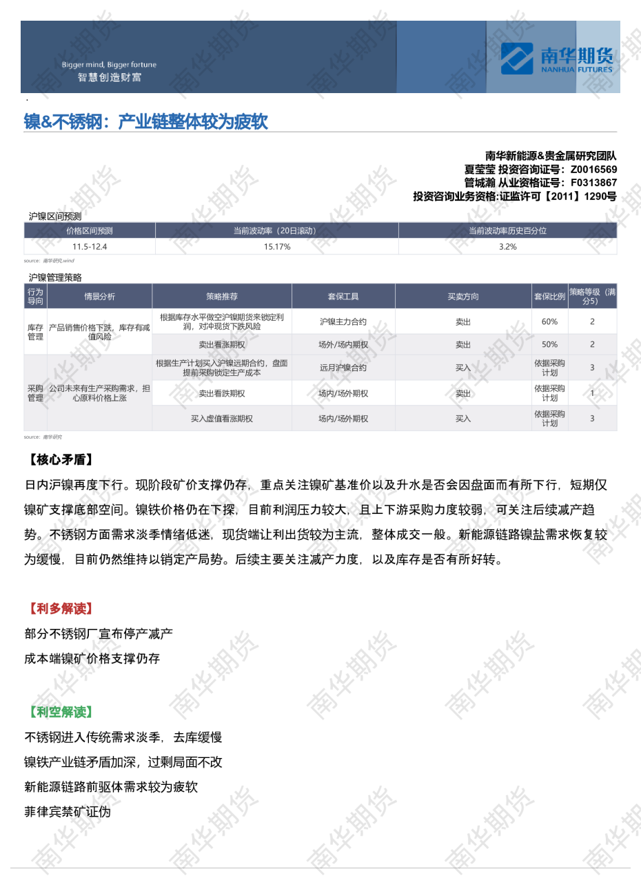 镍&不锈钢日报：产业链整体较为疲软
