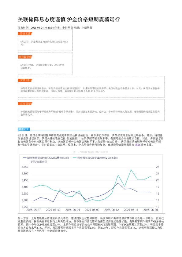 美联储降息态度谨慎 沪金价格短期震荡运行