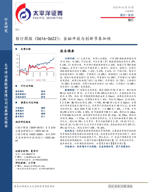 银行业周报：金融开放与创新节奏加快