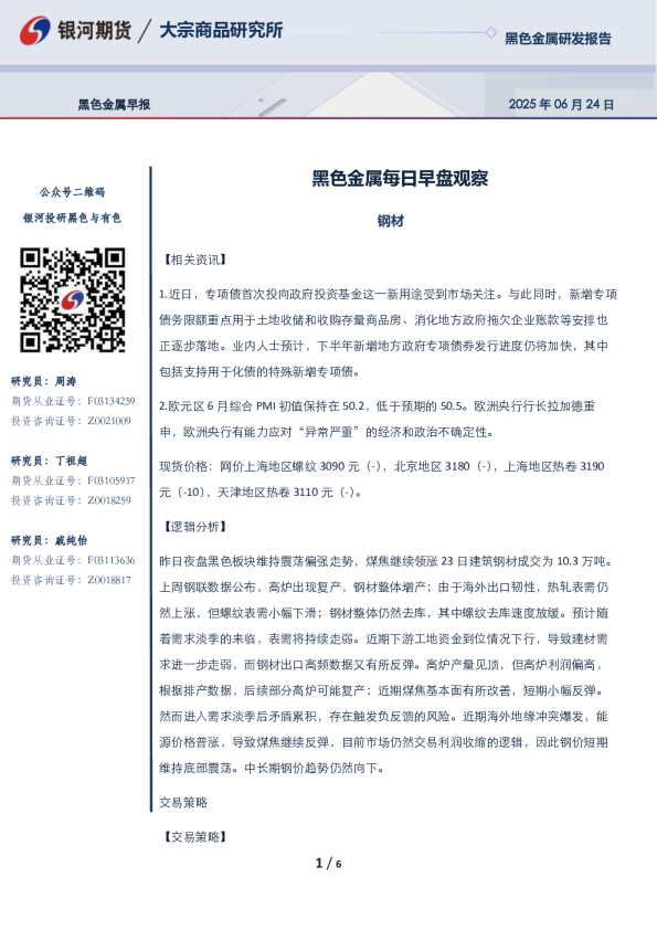 黑色金属每日早盘观察