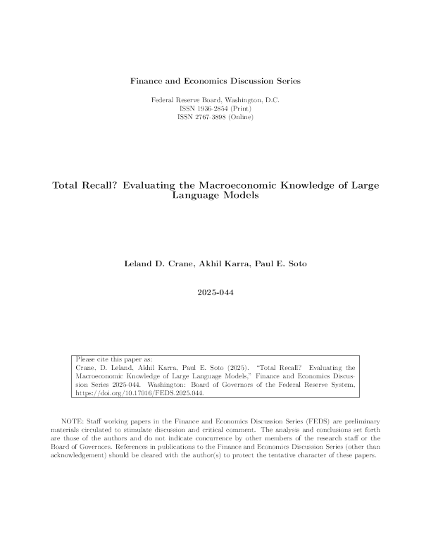 全面召回？评估大型语言模型的宏观经济知识