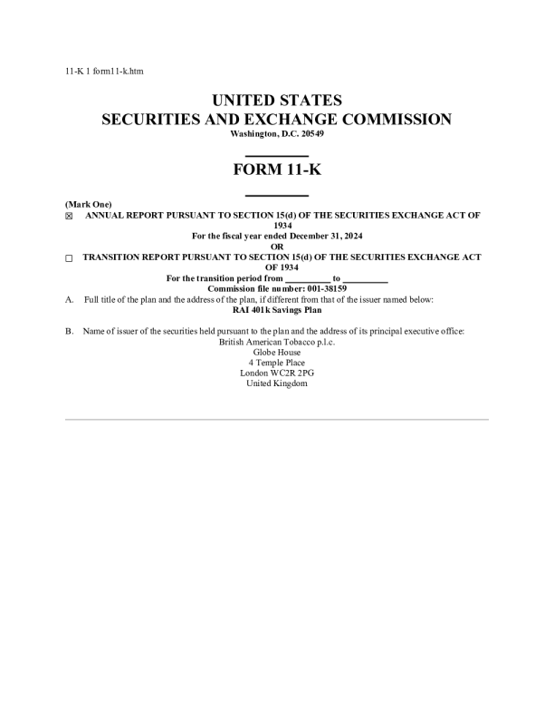 英美烟草 2024年度报告