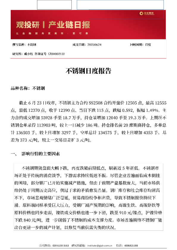 不锈钢日度报告