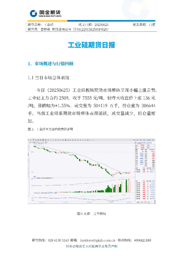 工业硅期货日报