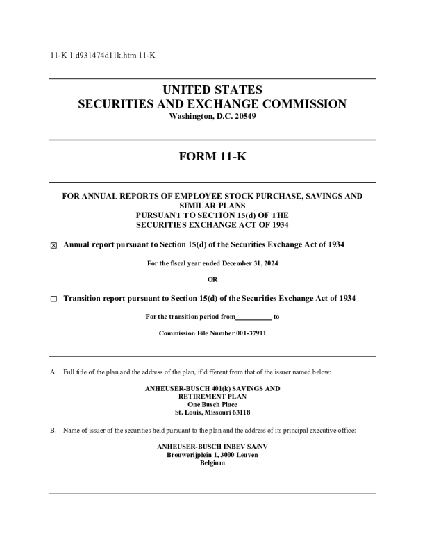 百威英博 2024年度报告