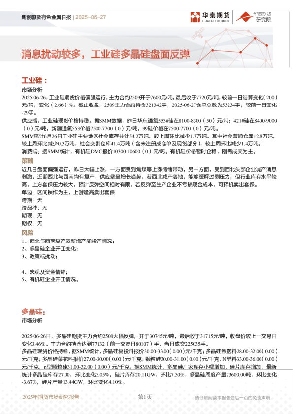 新能源及有色金属日报