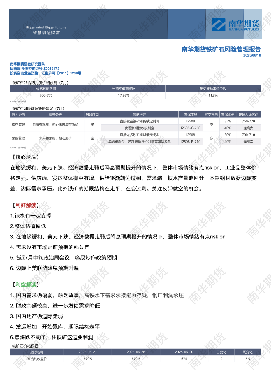 铁矿石风险管理报告