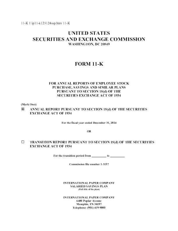 国际纸业 2024年度报告