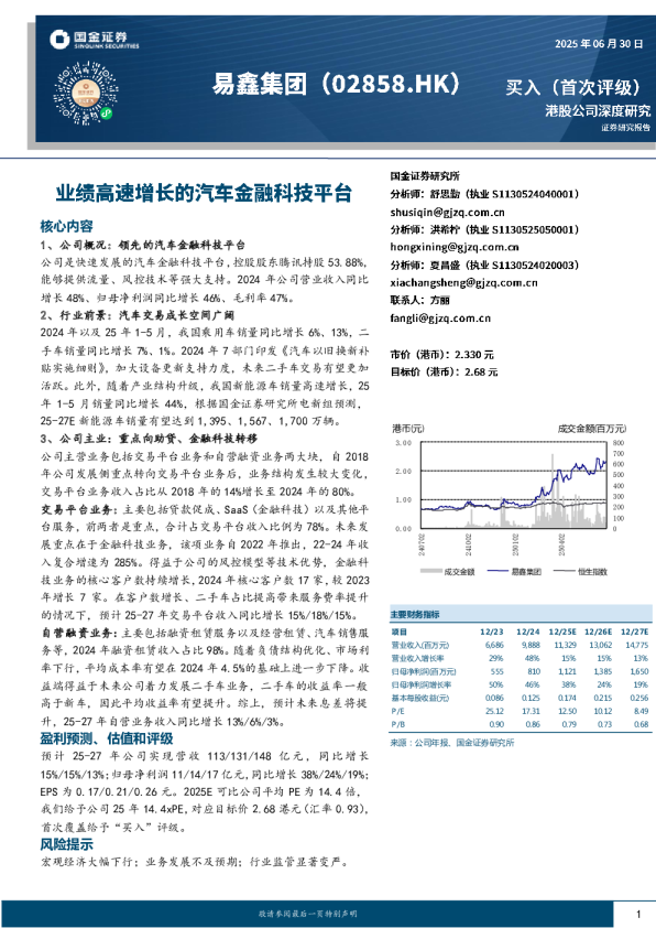 业绩高速增长的汽车金融科技平台