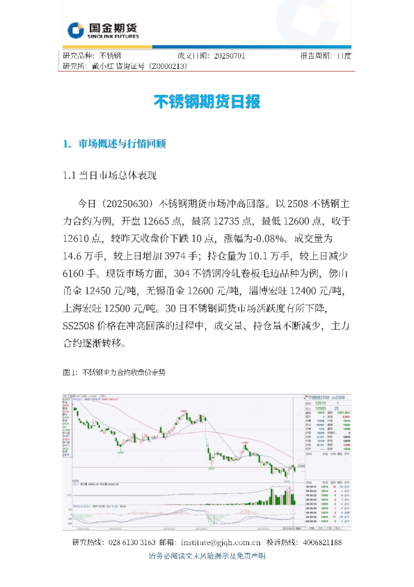 不锈钢期货日报