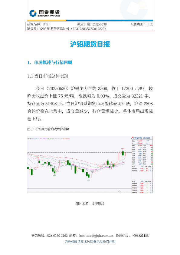沪铅期货日报
