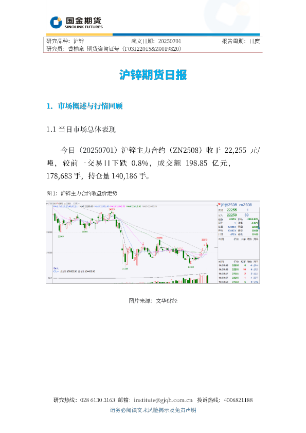沪锌期货日报