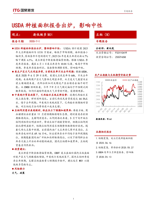 USDA种植面积报告出炉，影响中性