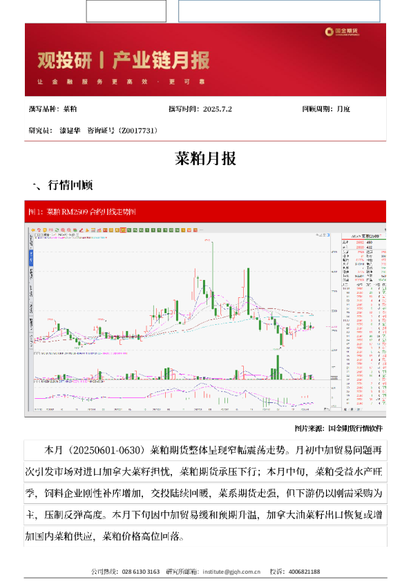 国金期货菜粕月报