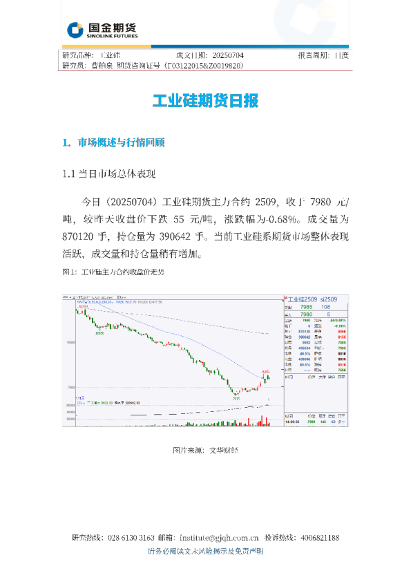 工业硅期货日报