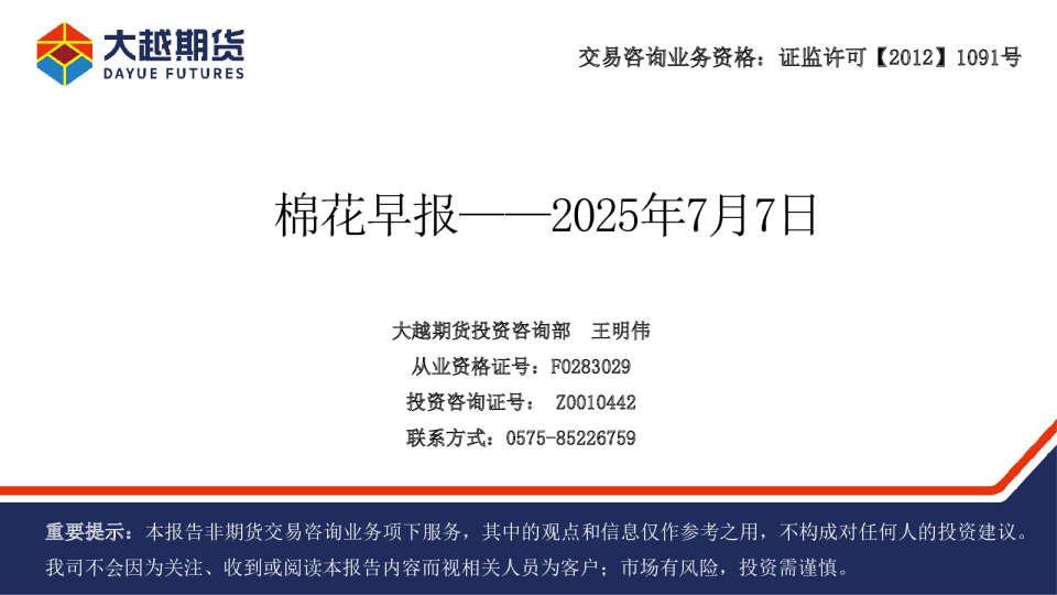 棉花早报