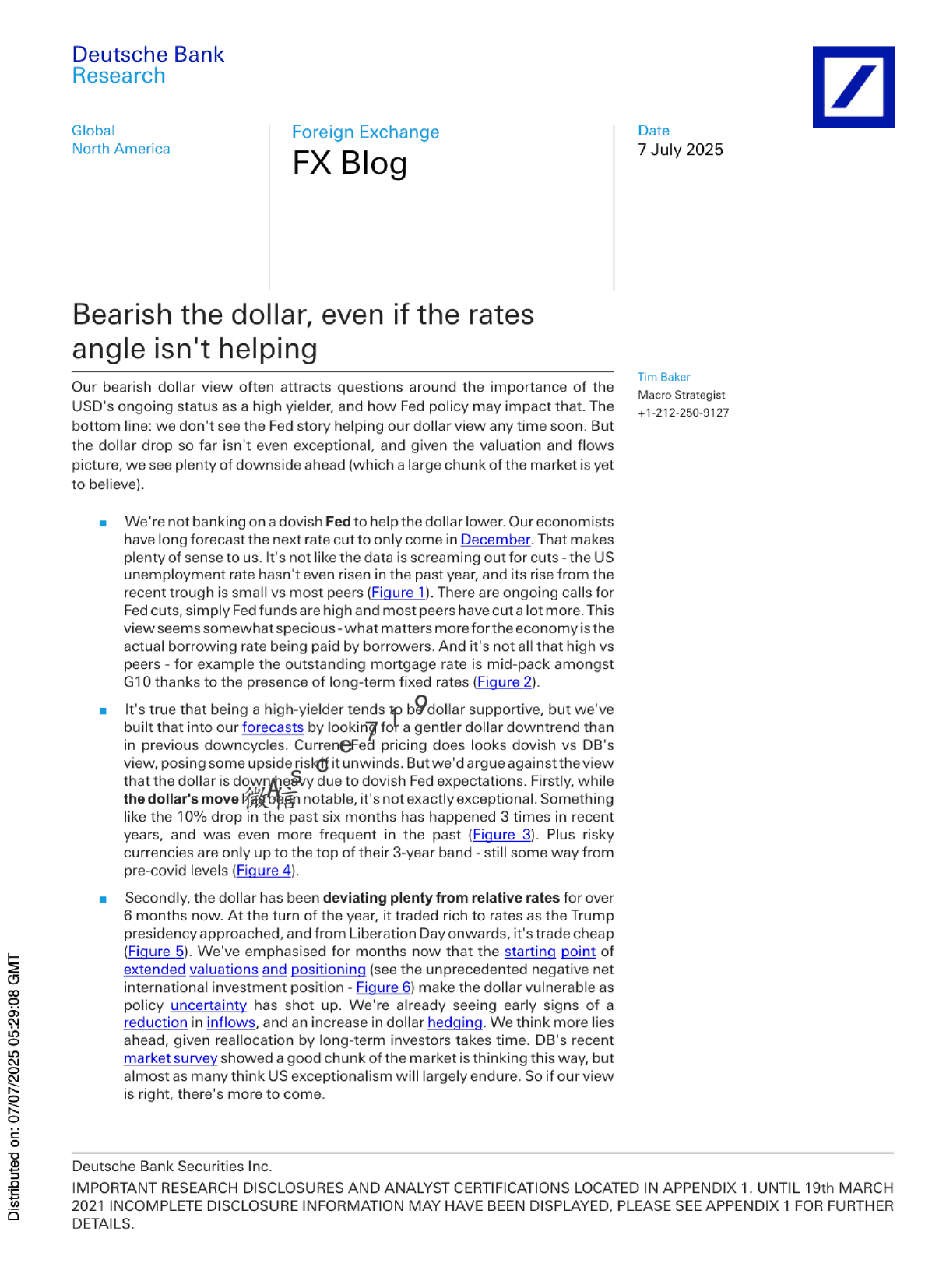 看跌美元，即使利率角度不支持