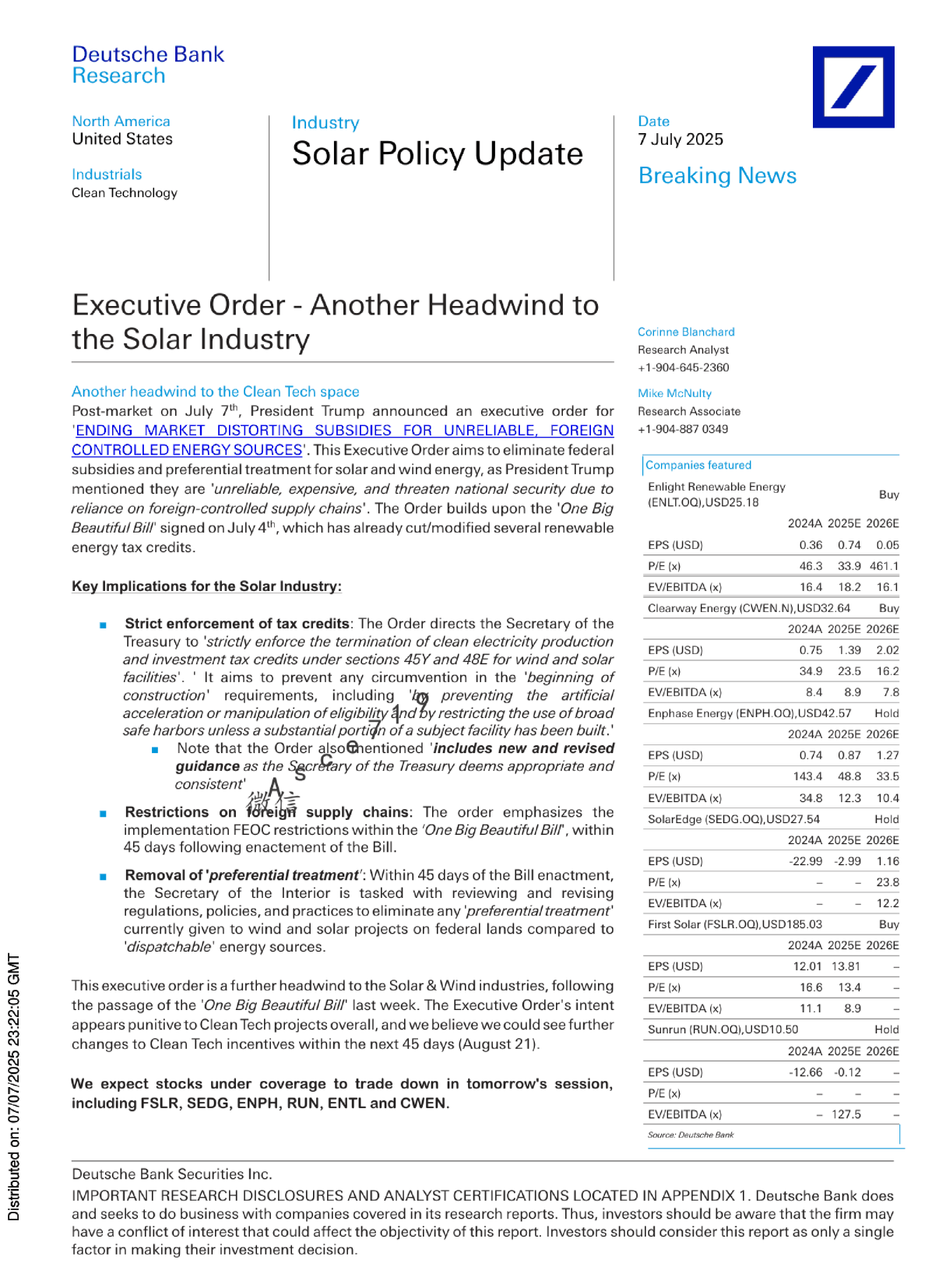 行政命令 - 太阳能行业的又一逆风