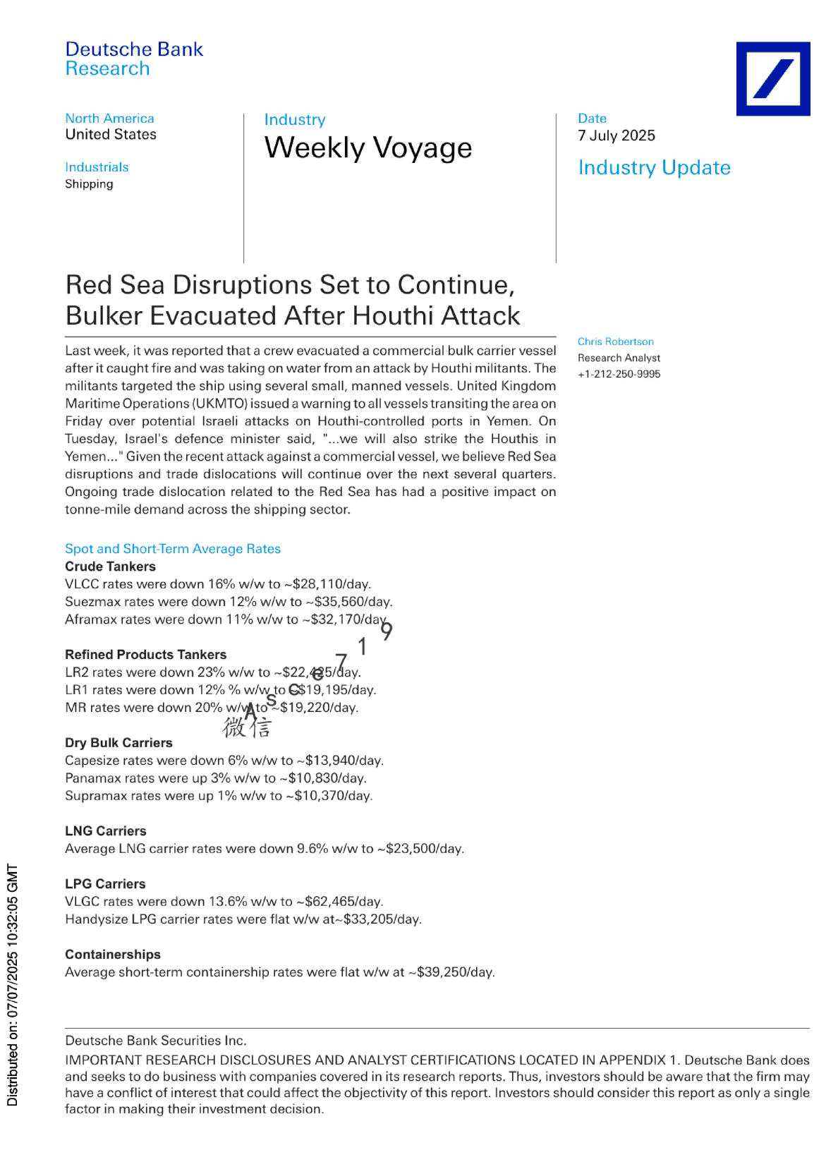 红海中断将持续，散货船在胡塞武装袭击后撤离