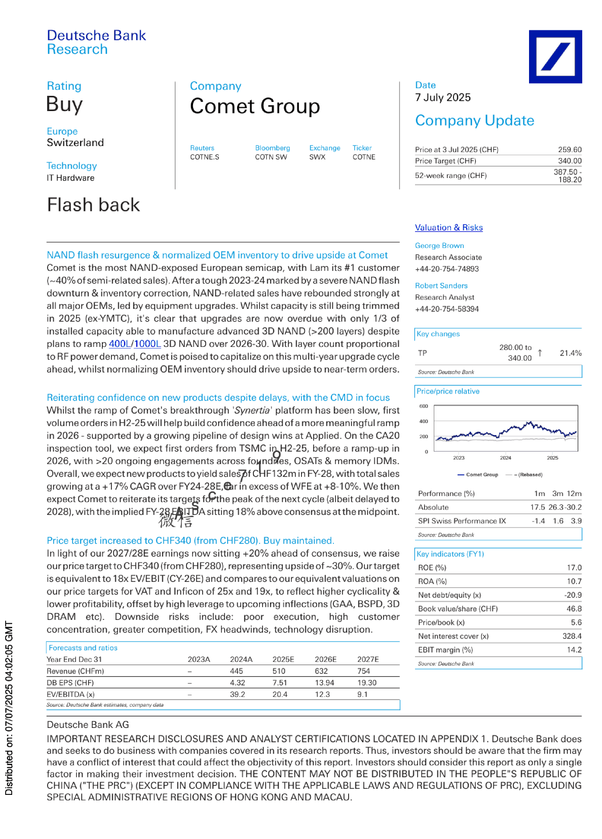 NAND闪存复苏及OEM库存正常化将推动Comet集团上涨