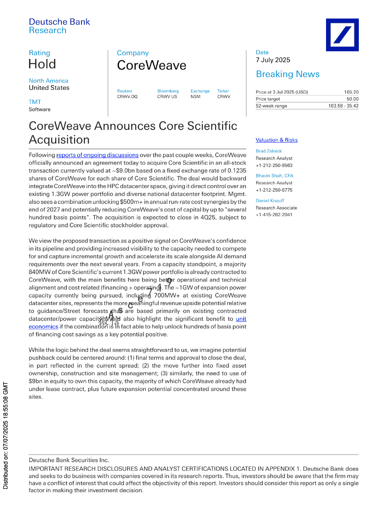 CoreWeave宣布收购Core Scientific