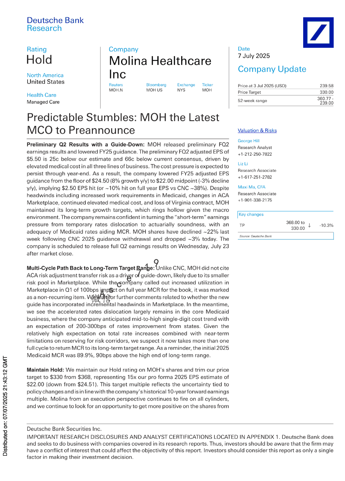 可预见的挫折：Molina Healthcare 最新动态
