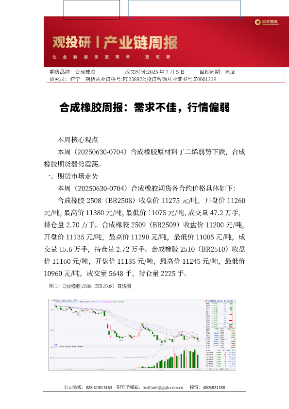 合成橡胶周报：需求不佳 行情偏弱