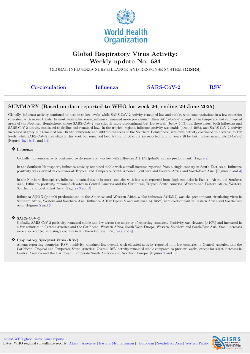 流感最新消息N°534