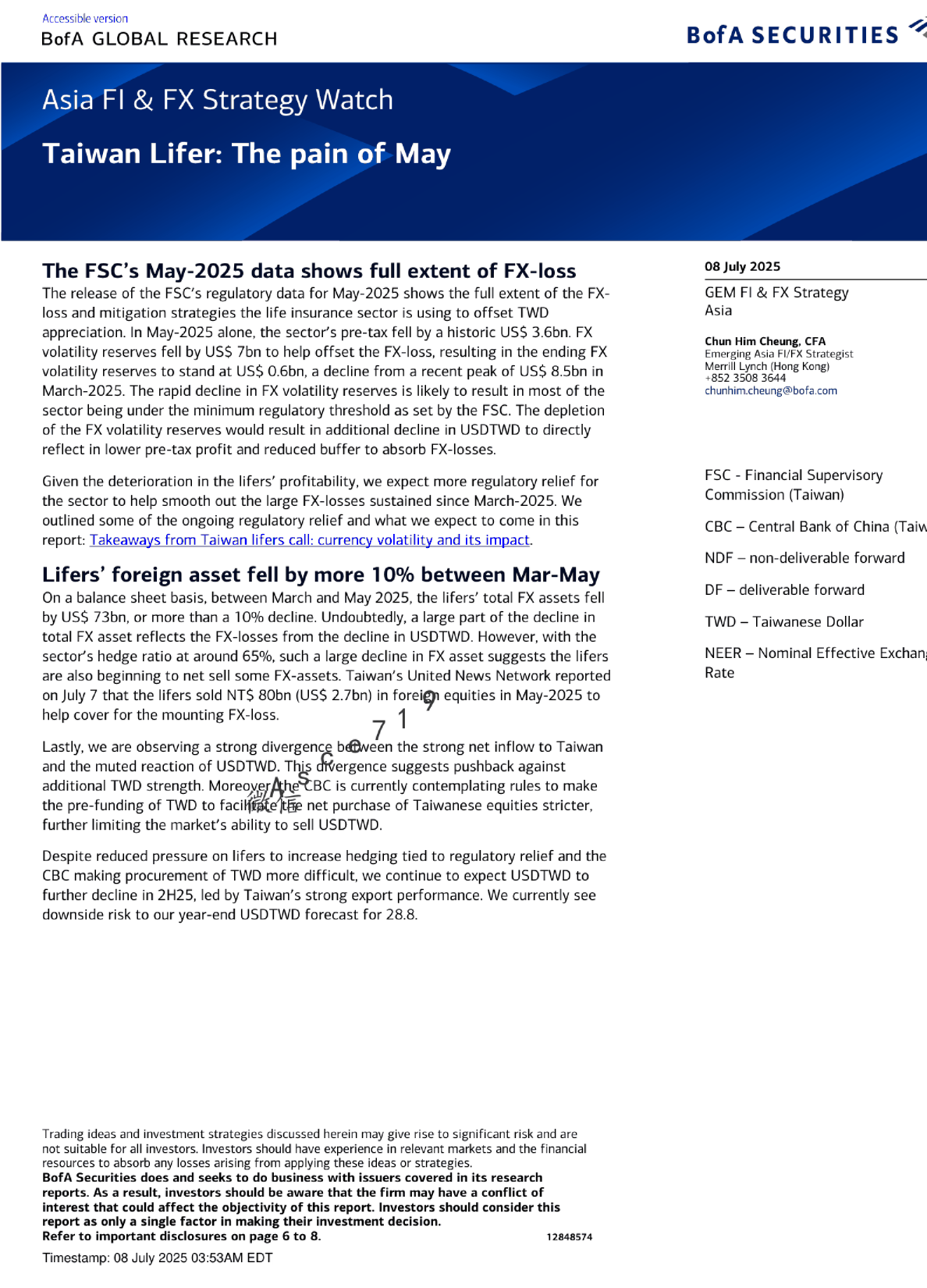 台湾寿险业的五月之痛：FSC 2025年5月数据揭示外汇损失的全貌及寿险行业的对冲策略