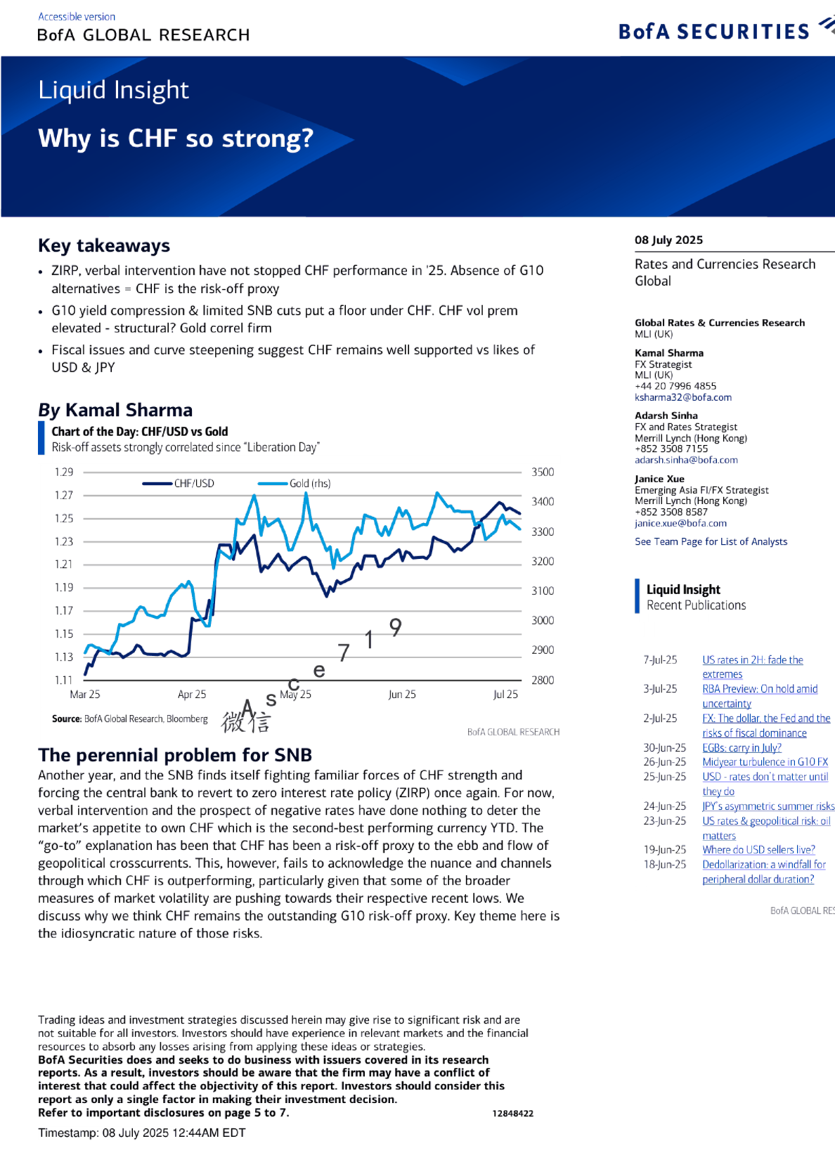 为什么瑞士法郎如此强劲？