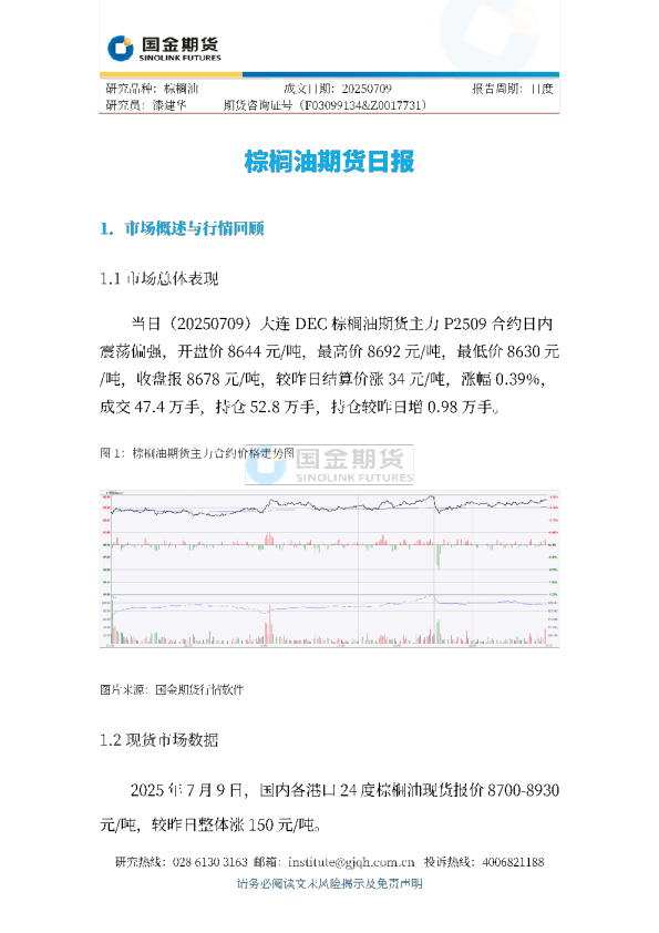 棕榈油期货日报