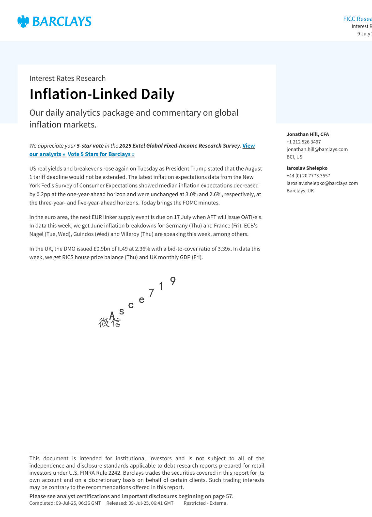 利率研究：通胀挂钩每日报告
