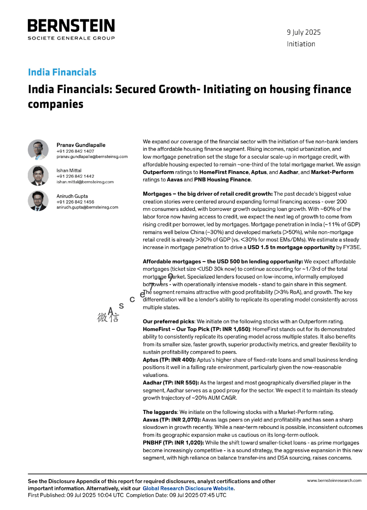印度金融：有保障的增长 - 启动对住房金融公司的研究