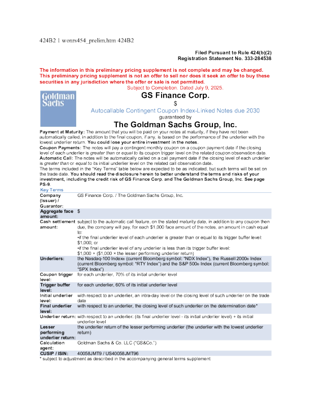 高盛美股招股说明书(2025-07-10版)