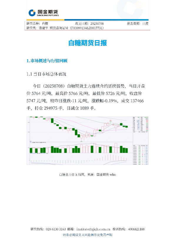 白糖期货日报