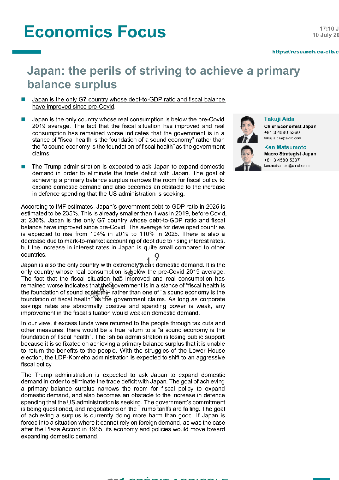 日本：努力实现基本预算盈余的风险
