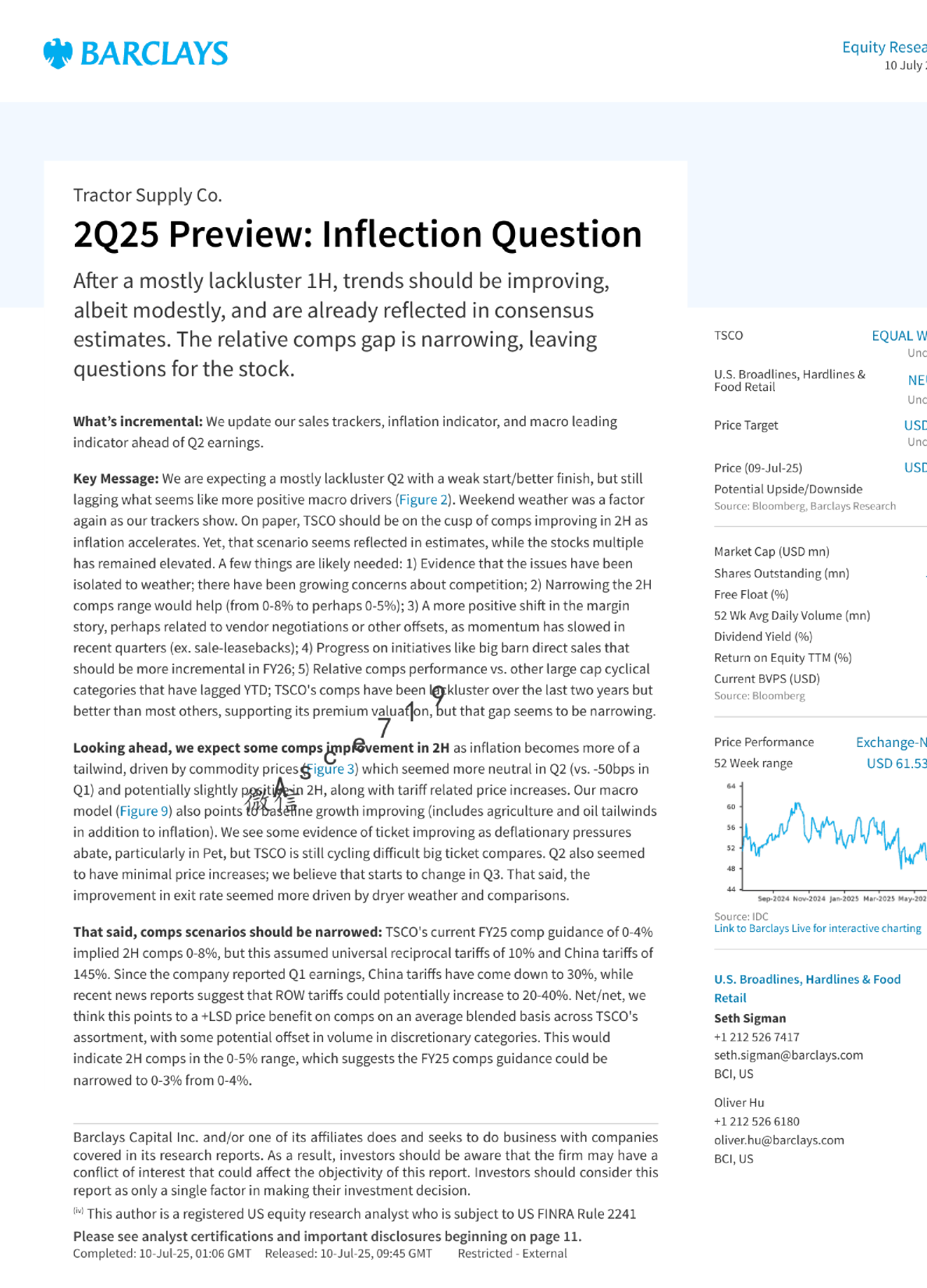 Tractor Supply Co. 2Q25预览：拐点问题