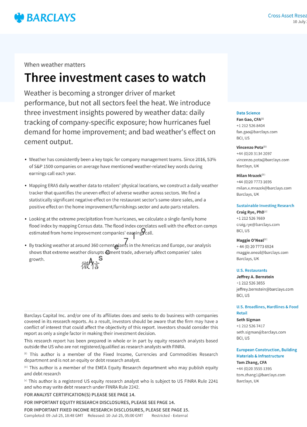 天气影响市场表现的三个投资案例