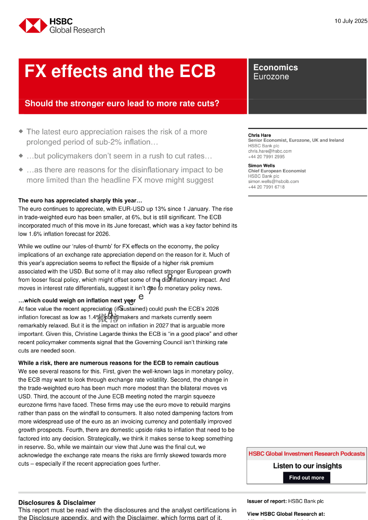 外汇效应与欧洲央行：欧元走强是否会导致更多降息？