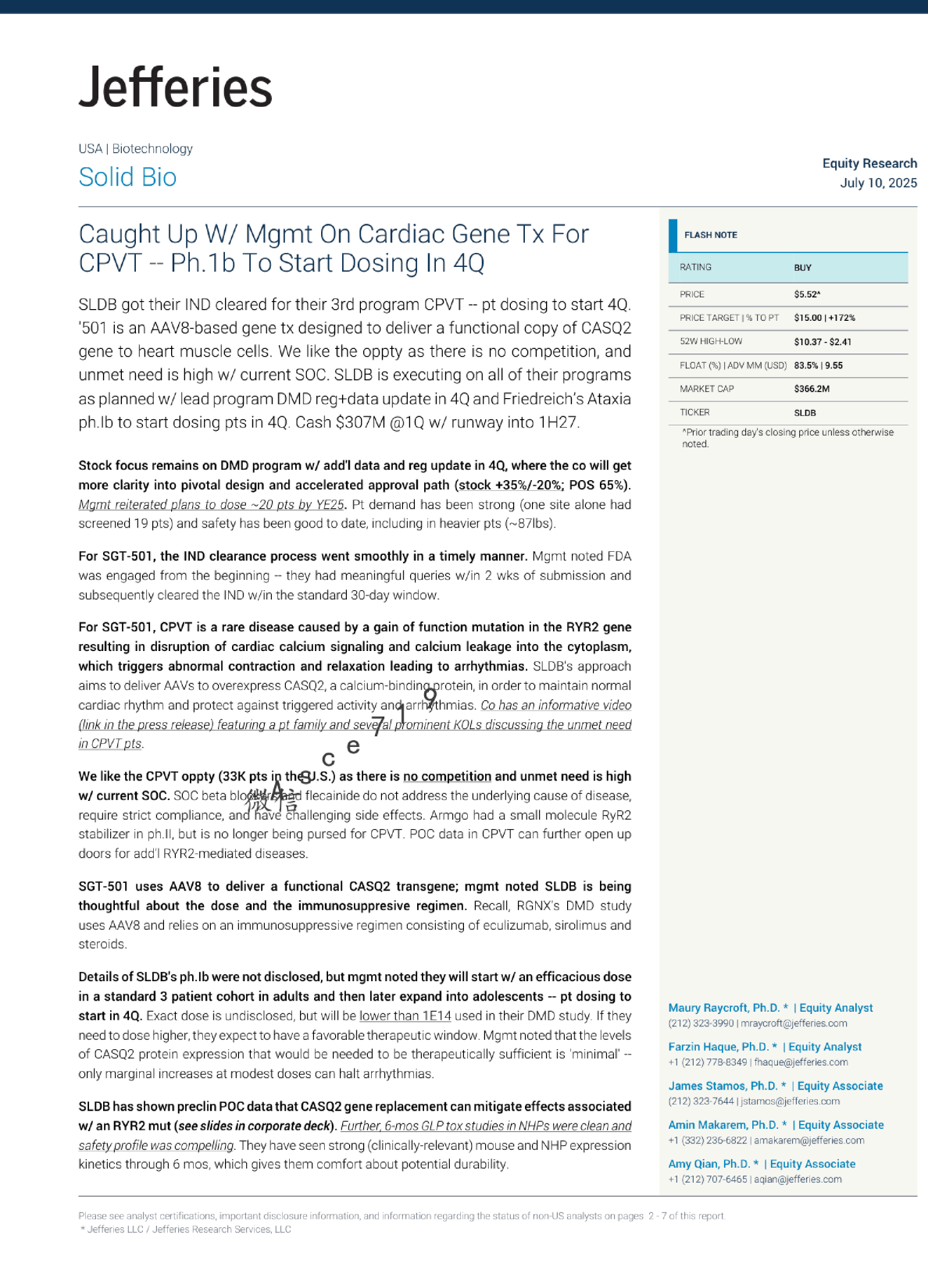 Solid Bio：CPVT心脏基因治疗1b期试验将于第四季度开始给药