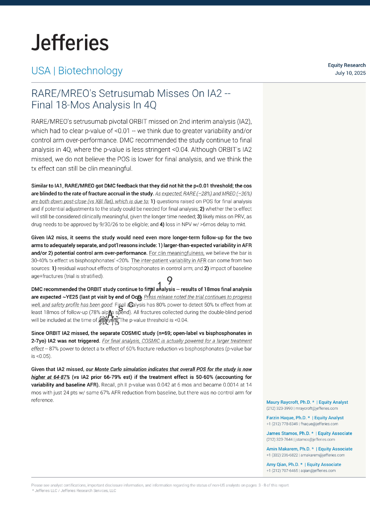 RARE/MREO的Setrusumab在IA2中未达标——最终18个月分析将在第四季度进行