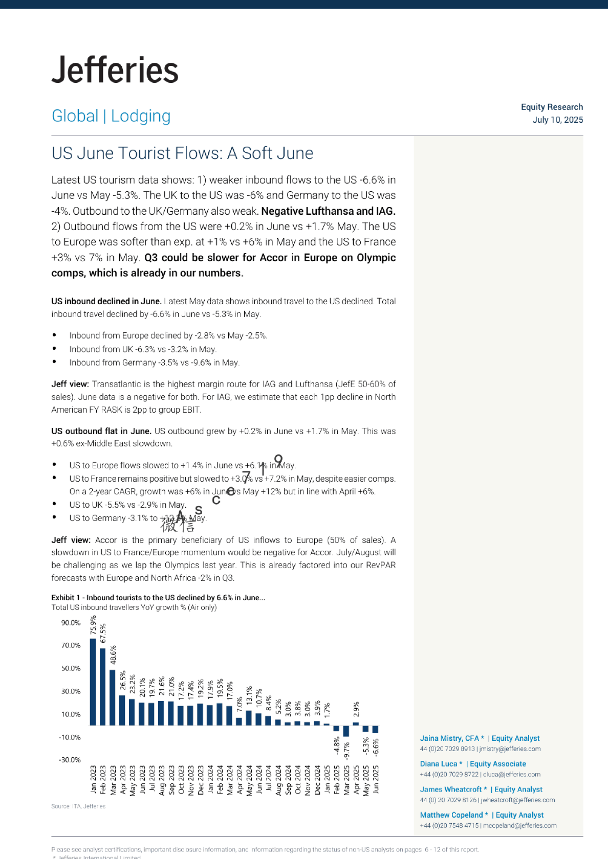 美国6月旅游流量：疲软的6月