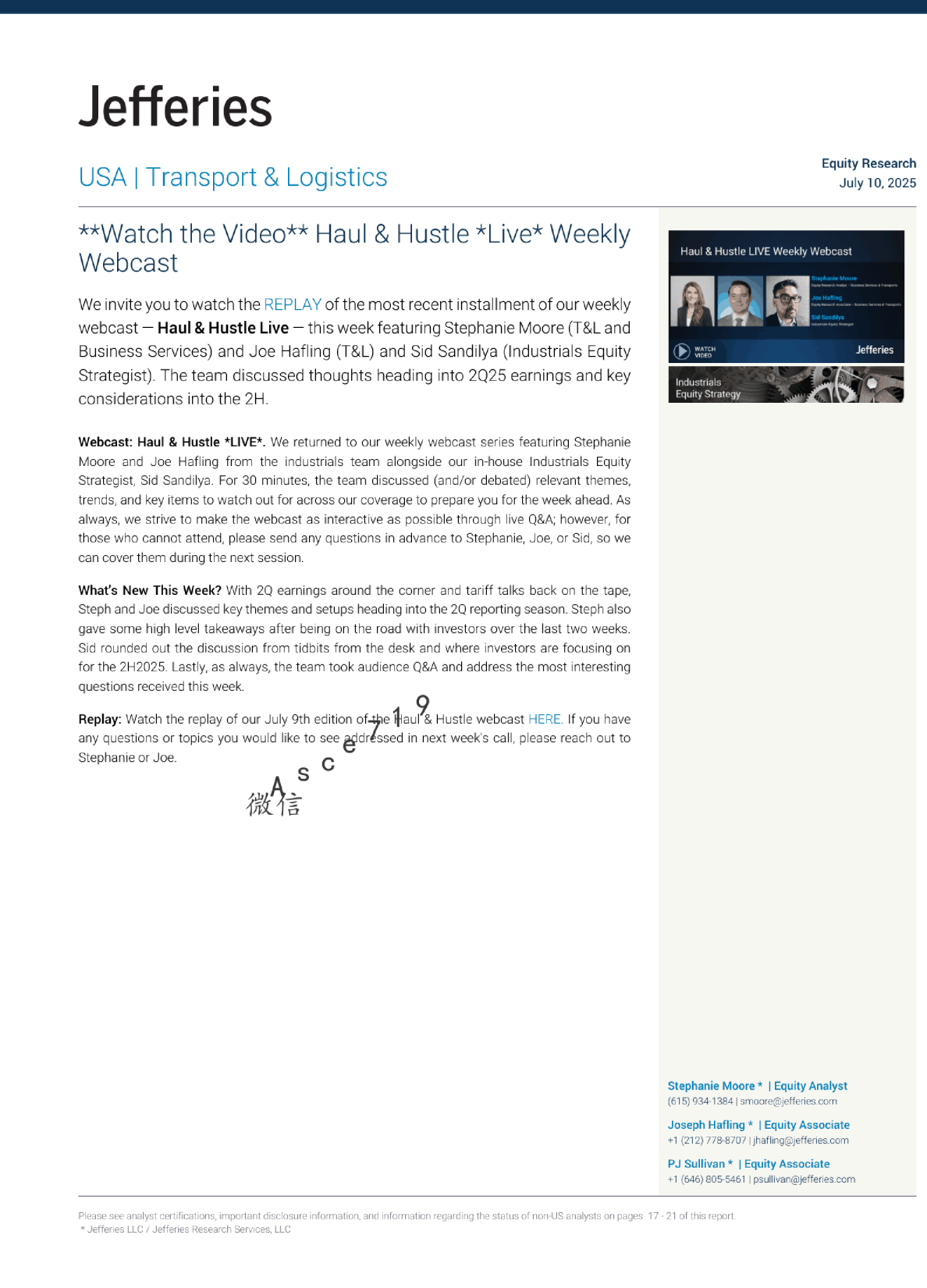 《Haul&Hustle LIVE》每周网络直播