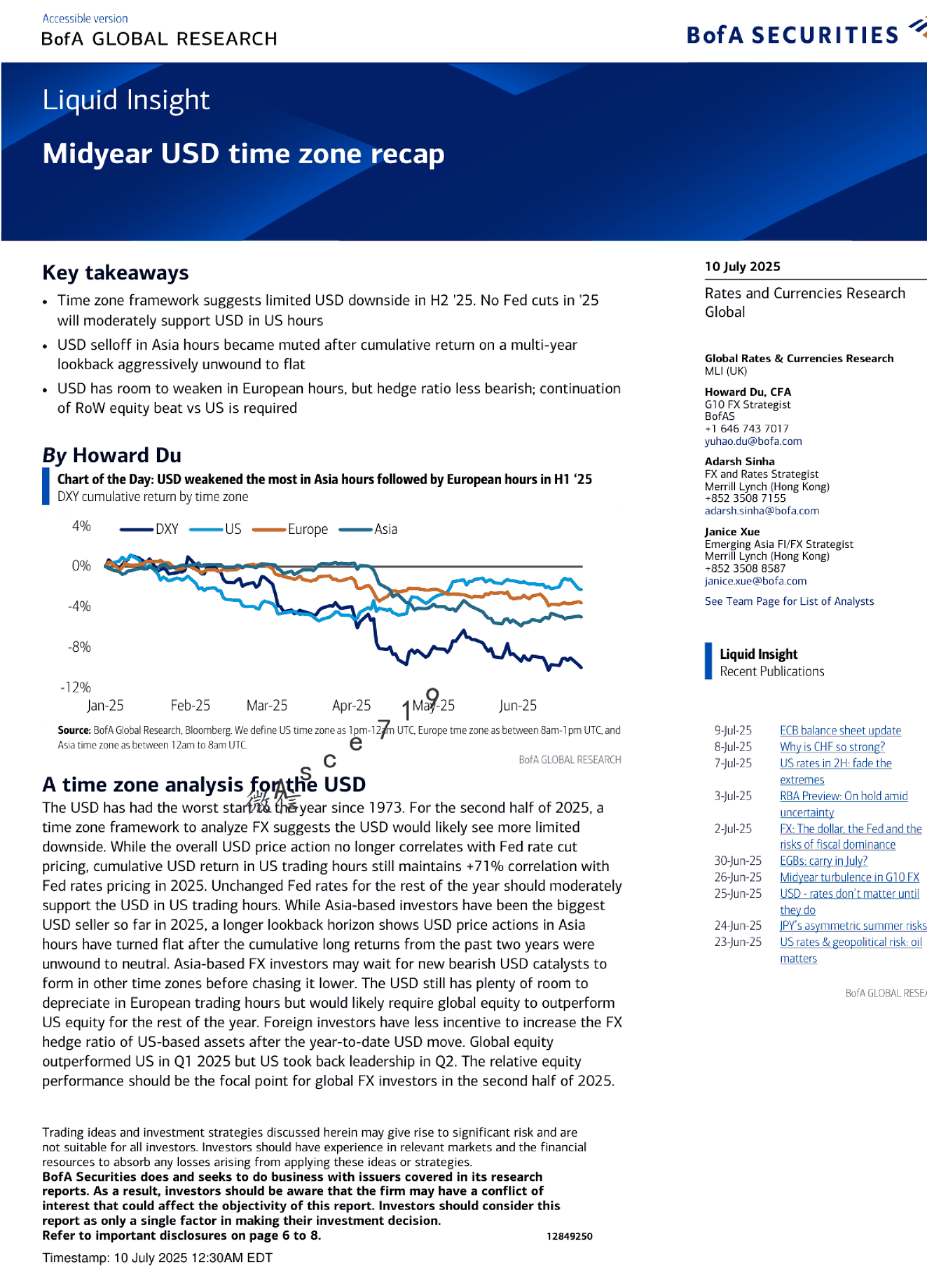 年中美元时区回顾