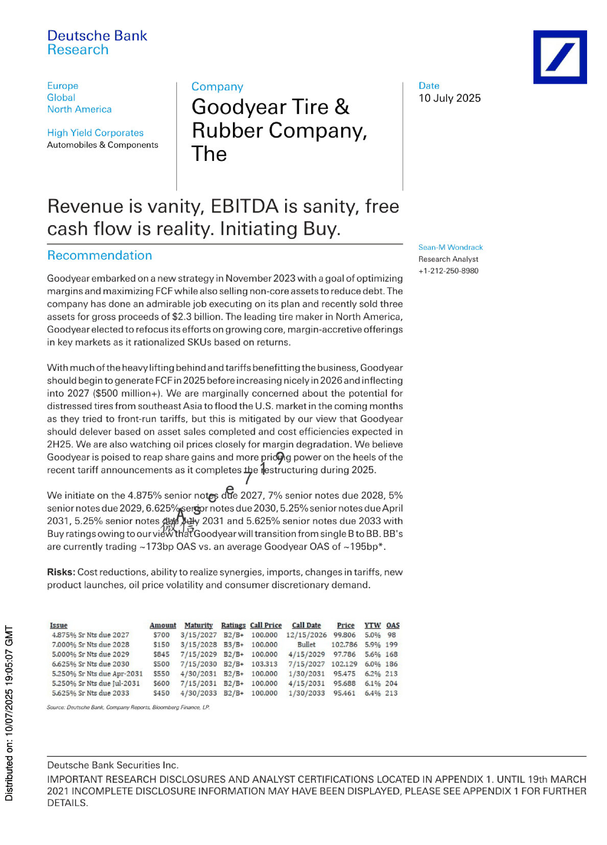 营收是虚荣，EBITDA是理智，自由现金流是现实。启动买入评级
