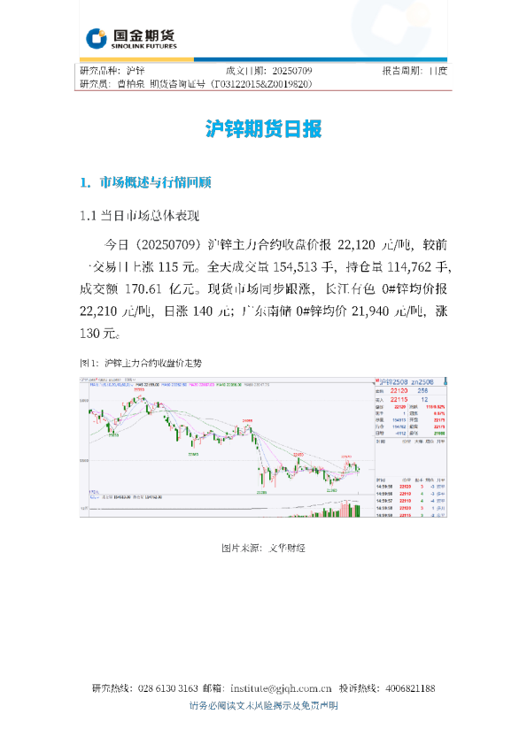 沪锌期货日报