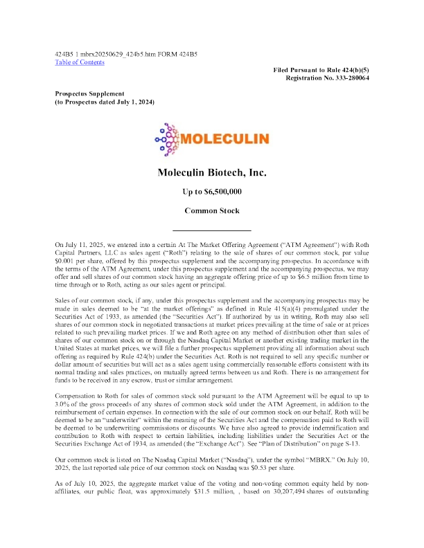 分子生物技术股份有限公司美股招股说明书（2025-07-11版）