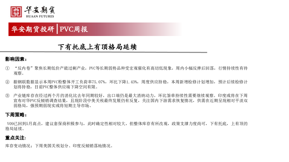 PVC周报：下有托底上有顶格局延续