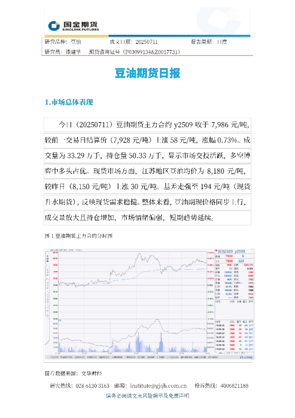 豆油期货日报